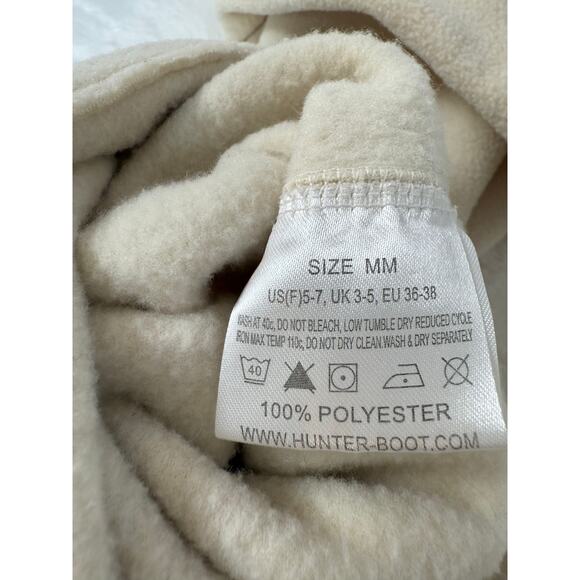 HUNTER Fleece Boot Liners Socks Inserts Cream Off-White Ivory Logo Medium US 5-7 - Picture 2 of 4